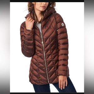 Size small espresso color hooded puffer jacket